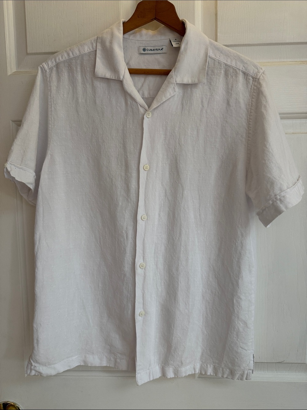 Cubavera White Short-Sleeve Linen Camp Shirt